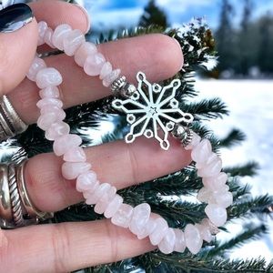 Snowflake rose quartz gemstones bead bracelet